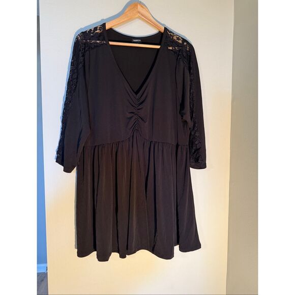 Torrid Size 3X Lace Sleeve Babydoll Tunic Long Top Black Whimsigoth Victorian - Picture 3 of 8